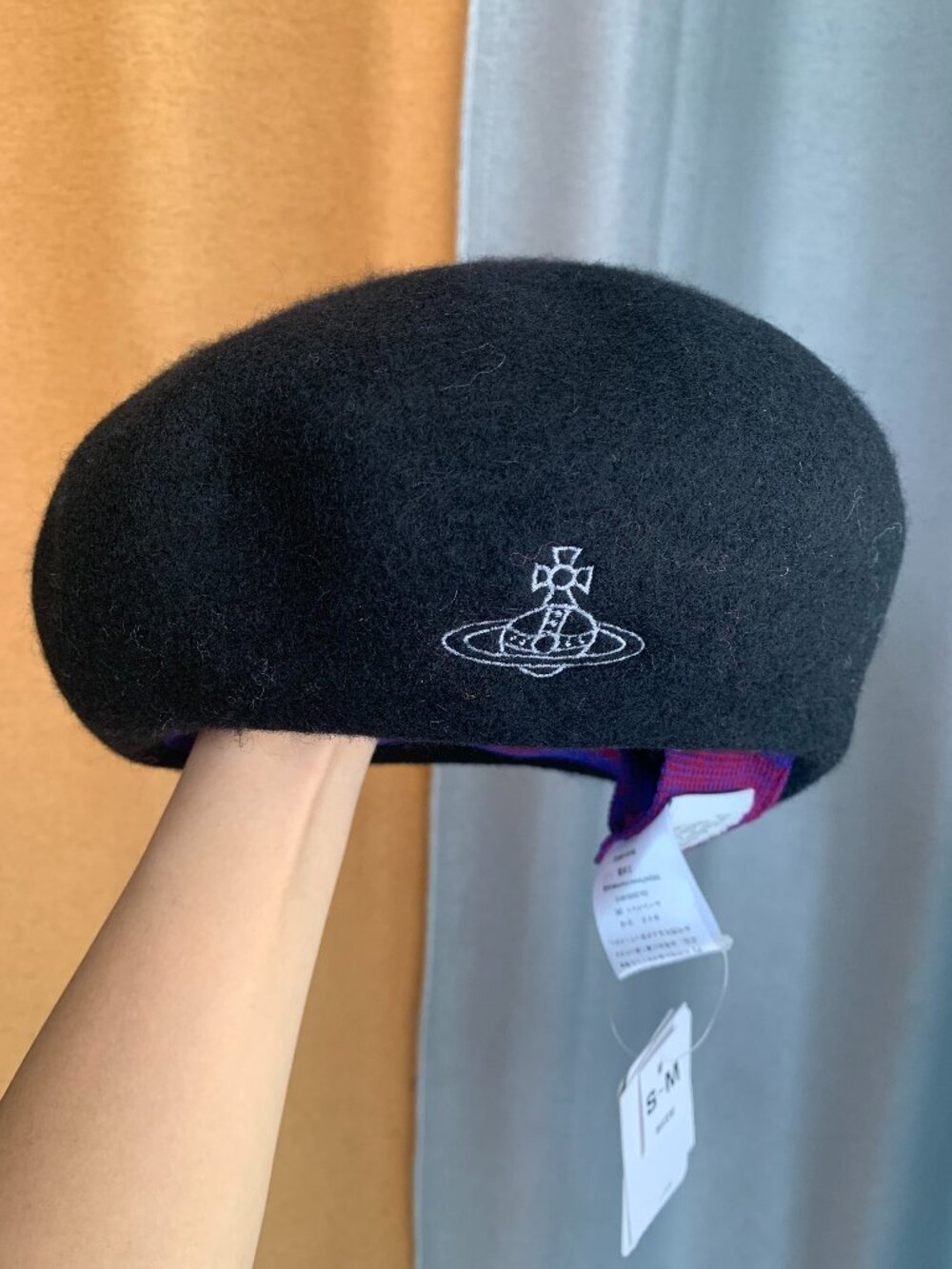 Vivienne Westwood Orb Embroidered Wool Beret Black S-M